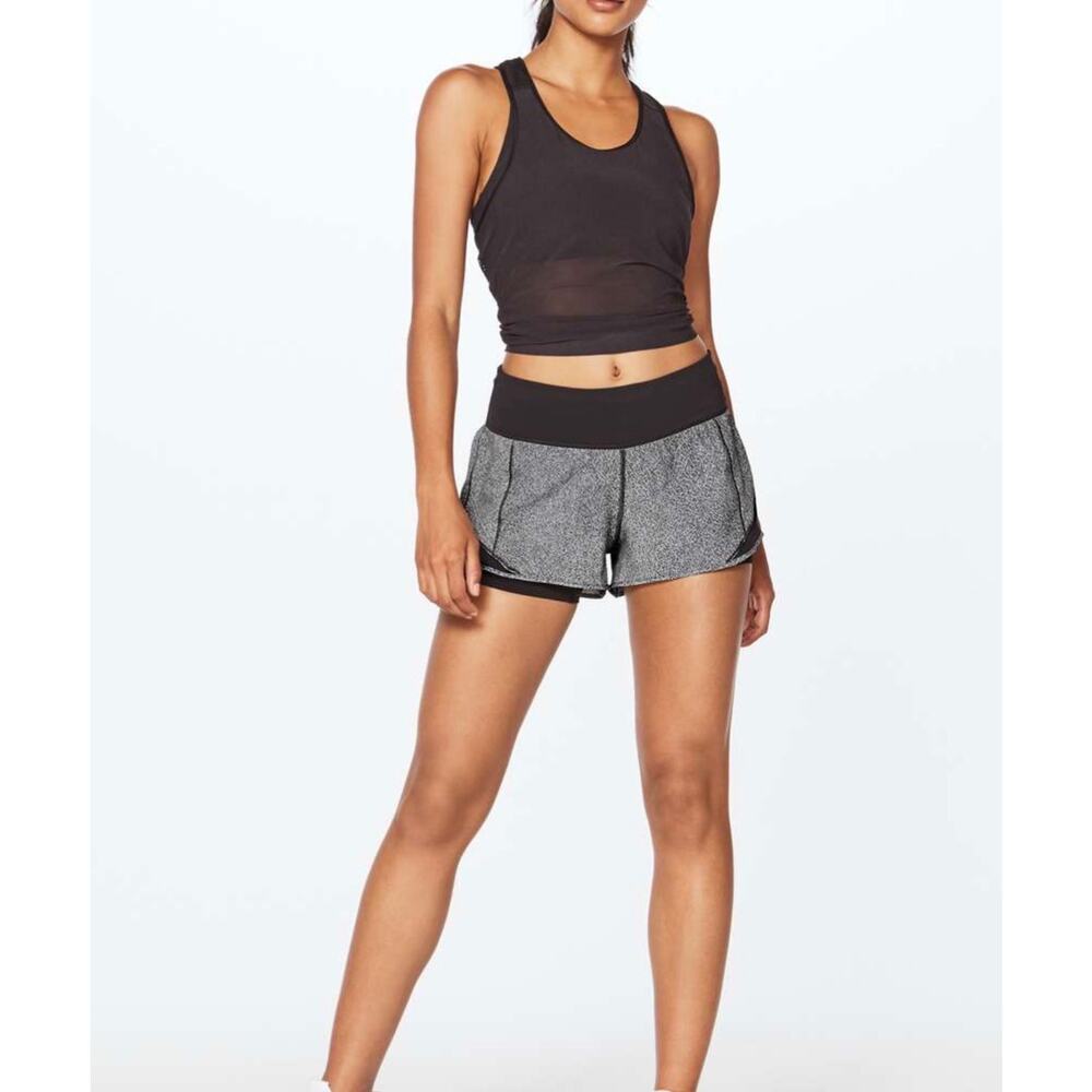 Lululemon Hotty Hot 4” Short (Naked) Fractal Alpine Black and White Size 6